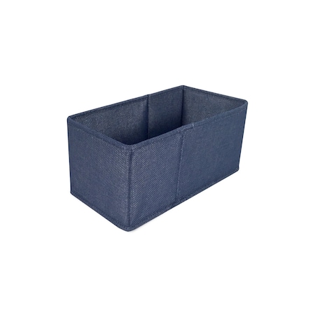 John Louis Home Half Rectangle Fabric Storage Bin, Tweed, Navy Blue, 11 in W BIN-HR-T05
